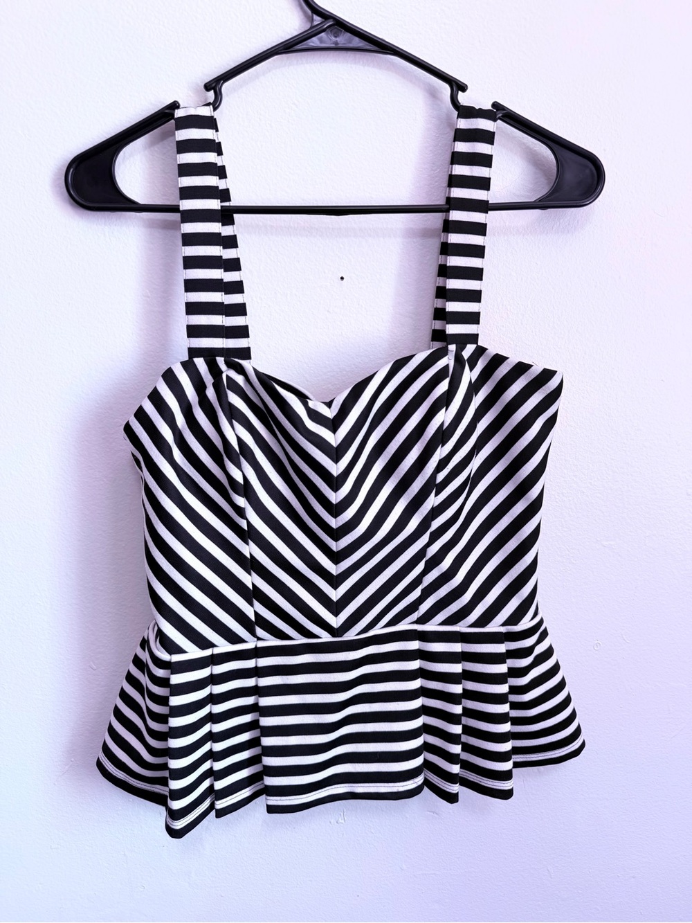 Lipsy Black & White Striped Peplum Camisole
